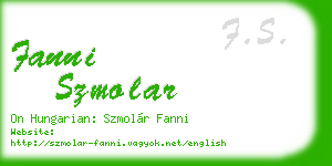 fanni szmolar business card