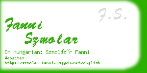 fanni szmolar business card